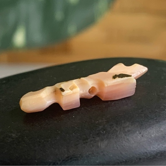 Vintage Native American Zuni Hand Carved Coyote Fetish Shell Animal Bead .9" - Picture 7 of 10